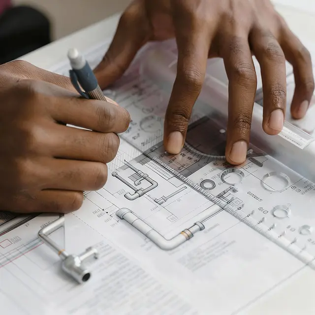 Expert Hydrosan Sàrl réalisant la conception technique de réseaux sanitaires sur plan à Bex.