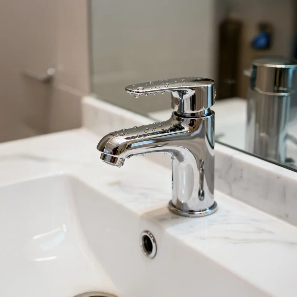 Robinetterie moderne et installation sanitaire de qualité à Bex pour rénovation de salle de bain au Chablais.