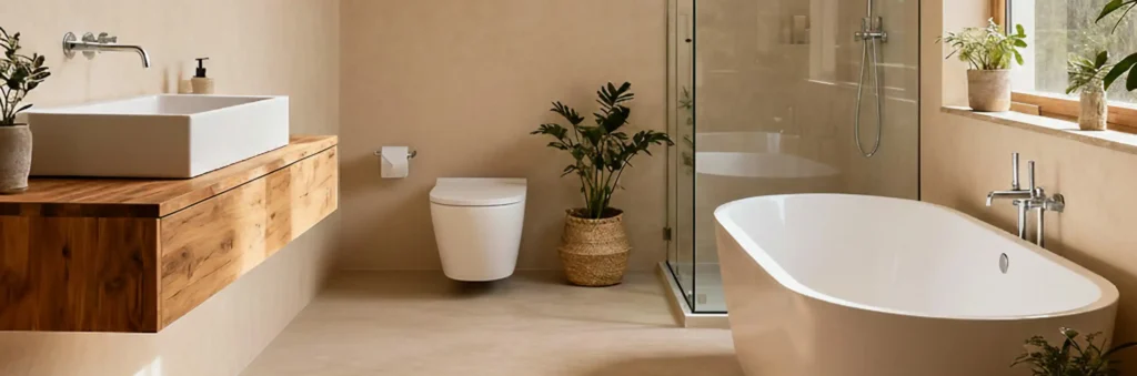 Rénovation salle de bain design et installation sanitaire moderne par Hydrosan Sàrl dans le Chablais.