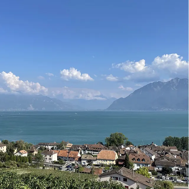 Vue panoramique sur le Chablais et le Lac Léman vers Bex, région d'expertise d'Hydrosan Sàrl.